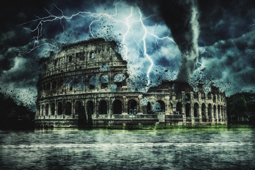 Bolt of lightning striking the Colosseum, Rome