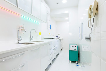 Room for disinfection tools for dentistry, white interior