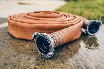 Rolled up fire hose