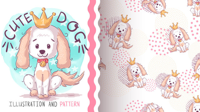 Pretty kig dog - seamless pattern