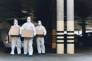 Virologists carrying samples of coronavirus to making research