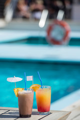Cocktails in the sun on the deck of a ship