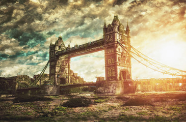 Dramatic fine art view of the Tower Bridge London