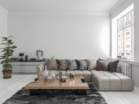 Modern living room interior with modular furniture
