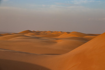 View on sand dune in Wahiba sands desert near Bidiyya in Oman