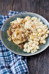 Chicken breast with pasta and peanuts sauce
