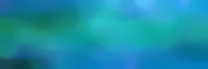 unfocused horizontal header background texture with dark cyan, light sea green and teal green colors and space for text or image