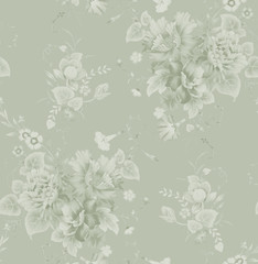 Oriental style painting, Ink Painting of Chinese Peony，seamless pattern, can be used for  floral poster, wrapping paper pattern , invite. Decorative greeting card or invitation design background