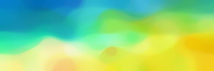 blurred horizontal card background bokeh graphic with light sea green, green yellow and tea green colors and free text space