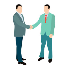 flat style people men businessmen shaking hands