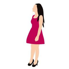vector, isolated, flat style girl, woman stands