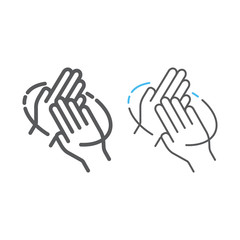 Rub hands palm to palm line and color line icon, wash and hygiene, sanitary sign, vector graphics, a linear pattern on a white background, eps 10.