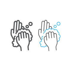 Rub hands palm to palm line and color line icon, wash and hygiene, sanitary sign, vector graphics, a linear pattern on a white background, eps 10.