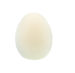 peeled boiled egg isolated on white background.