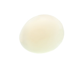 peeled boiled chicken egg isolated on white background.