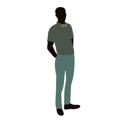 isolated, silhouette of a guy in colored clothes