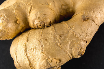 Detail of a piece of ginger, macro photography
