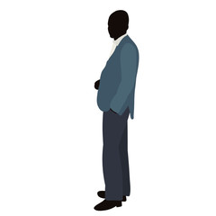 vector, isolated, silhouette in colored clothes male businessman