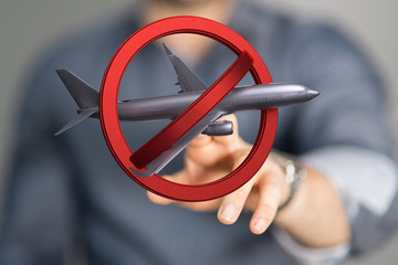 No flying symbol on white background with prohibit sign vector on isolated white background.