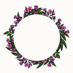 Floral border frames. Spring foliage composition, flower wreath circle arrangement. element for graphic design. invitation template, isolated floral background with space for text. wedding invitations