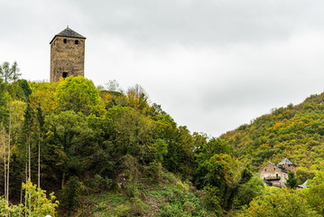 Fototapeta na wymiar Ruine der Burg Treis und die Wildburg in Treis-Karden an der Mosel