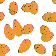 Fototapeta premium seamless pattern with indian fig fruit on white background. simple vector illustration.