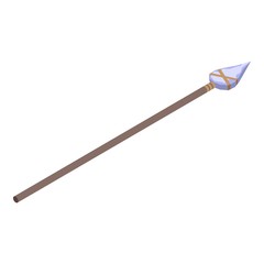 Stone age spear icon. Isometric of stone age spear vector icon for web design isolated on white background