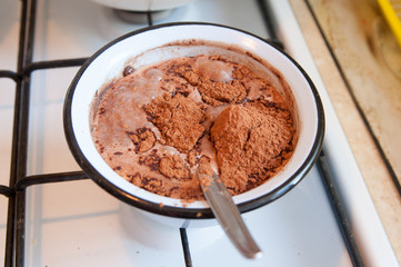 making homemade chocolate