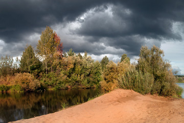 A thunderstorm is approaching, nature froze in anticipation of a storm of swirling, swirling clouds of rain.