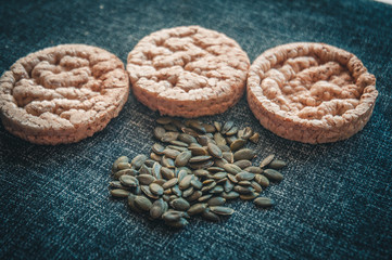bread rolls and pumpkin seeds