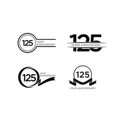collection 125 anniversary black ribbon letter logo banner