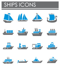 Ship related icons set on background for graphic and web design. Creative illustration concept symbol for web or mobile app