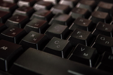 Abstract background of black computer keyboard.