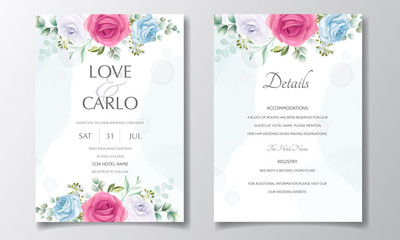 Wedding card and invitation card with beautiful roses template