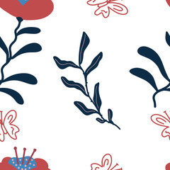 Floral vector seamless pattern. Illustration with flowers can be used for wallpapers, pattern fills, web page backgrounds, surface textures.