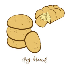 Colored drawing of Peg bread bread