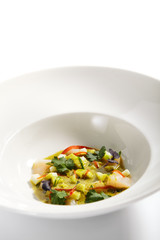 Scallop in light apple dressing in plate