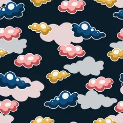 Plexiglas foto achterwand Children's vector seamless pattern. Illustration with  clouds can be used for wallpapers, pattern fills, web page backgrounds,surface textures. © Natali Batu