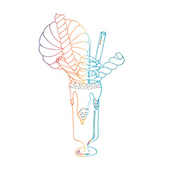 Food hand drawn vector illustration milkshake. The layout of the greeting card. Doodle style. Elements for greeting cards, posters, stickers and seasonal design.