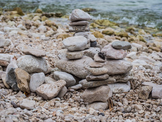 Fototapeta na wymiar Zen stones by the sea