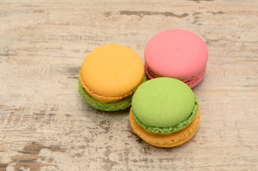 Makaruns In Three Different Colors.
