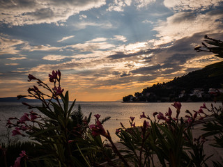 Sunset over the sea in Croatia, Drvenik