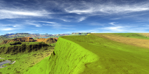 Alien Planet. Mountain. 3D rendering