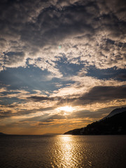 Sunset over the sea in Croatia, Drvenik