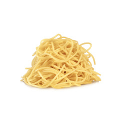 Forkful portion of spaghetti isolated on white background