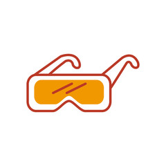 safety glasses icon, half line half color style