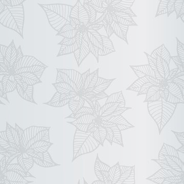 Hand drawn poinsettia blooms and leaves Christmas vector seamless pattern