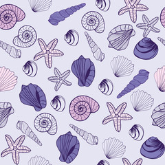  Sea life Marine seamless pattern texture background.
