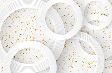 Obraz na płótnie Canvas Modern minimal and clean white paper cut background with realistic circle shape . Elegant silver design for web, presentation, wallpaper