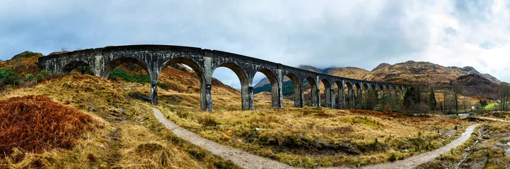Acrylic prints Glenfinnan Viaduc Panorama of Glenfinnan train viaduct in autumn